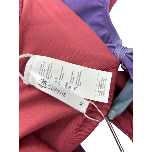 Cupshe Swimsuit Womens XL Beachy Ombre Long Sleeve Cutout One Piece Purple NWT - Picture 7 of 9